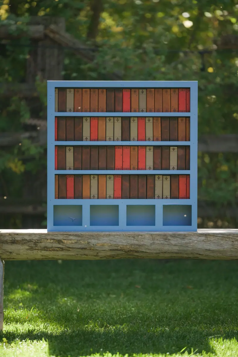 Detail angle of miniature book table number display
