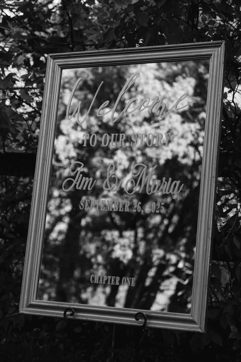 Wedding welcome signage at a venue